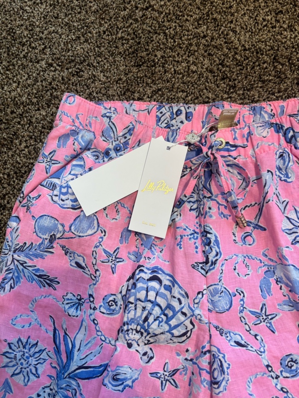 Lilly Pulitzer Pink and Blue Patterned Drawstring Pants - Picture 3 of 6